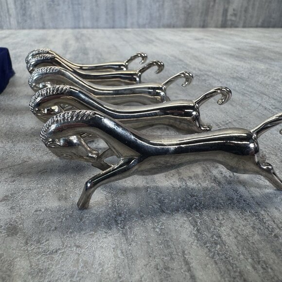 Set of 5 MCM Vintage Elegance Silver Plate Figural Horse Knife Rests in Box EUC - Picture 4 of 9